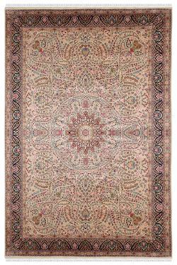 Kashmir Silk Pink Indian Handknotted Carpet 