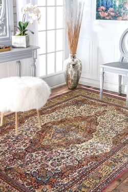 Central Medallion Handknotted Wool Area Rug