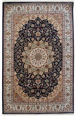 Blue Kashan Medallion Floral Rug