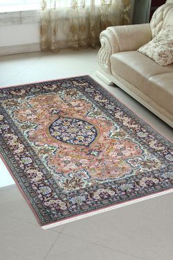 Teen Phool Medallion Silk Oriental Carpet