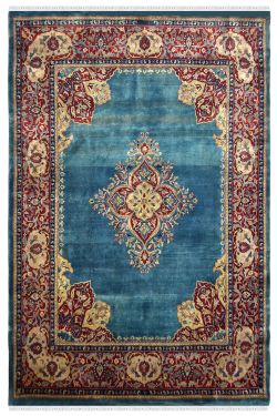 Turquoise Medallion Classic Handknotted Wool Carpet