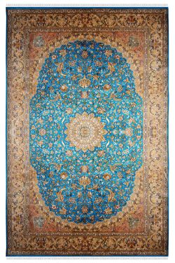 Turquoise Jewel Classic Hand knotted Silk Carpet