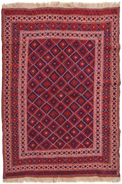 Maroon  Goz Flat-Woven Kilim Rug