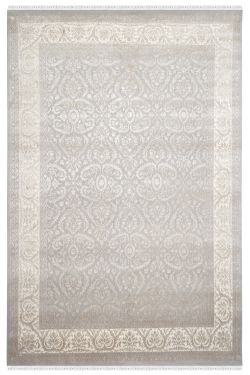 Embossed Grey Handknotted Wool Rug 