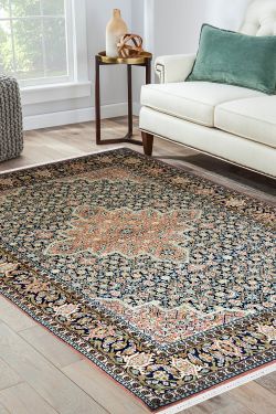 Persian Diamond Medallion Bidjar Handknotted Silk Rug