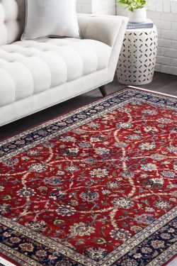  Floral Curve Handknotted Red Wool Carpet