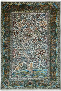 Floral Bagh Handknotted Pure Silk Rug