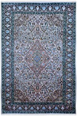 Crystal Medallion Persian Design Kashmiri Silk Rug