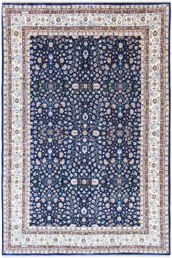 Pictorial Blue Handknotted Wool Rug