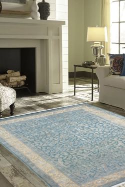 Bluewish Arrow Handknotted Woolen Area Rug