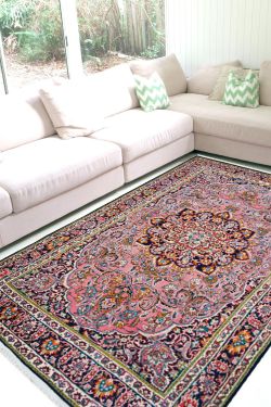 Gulaabi Patti Kashan Area Rug