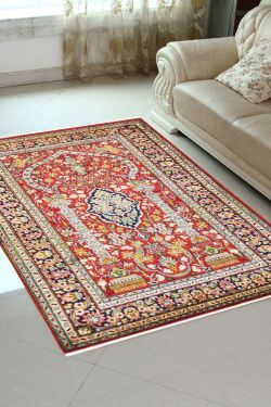 Rust Indian kashmir Silk Kashan Area rug