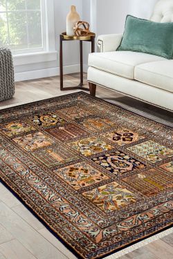 Classical Hamadan Multi-Color Silk Area rug