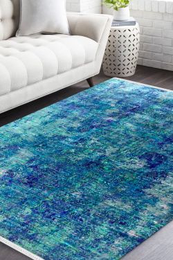 Aqua Marine Beautiful Sari Silk Carpet