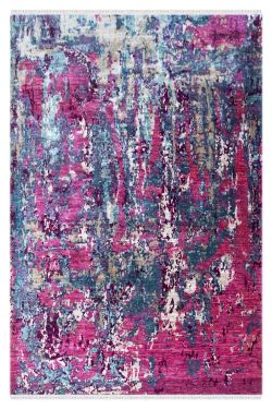 Deep Pink Spray Sari Silk Carpet