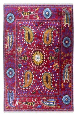 Traditional Rangoli Sari Silk Carpet