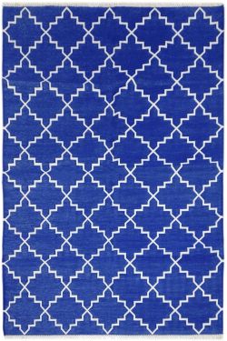 Royal Blue Zanjeer Cotton Panja Handwashable Dhurry Rug