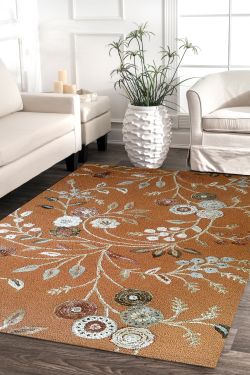 Mustard Floral Hand-tufted Rug