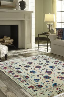 Ivory Floral Beauty Handknotted Woolen Carpet