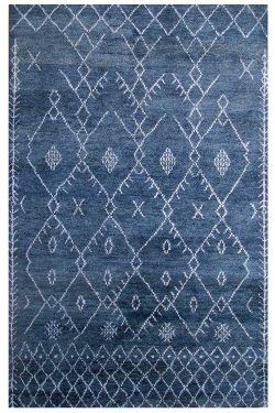 Blue Denim Handknotted Moroccan Area Rug