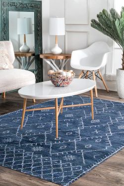 Blue Denim Handknotted Moroccan Area Rug