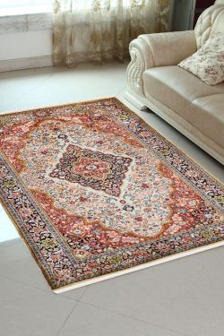 Ivory Diamond Kashan Silk Area Rug