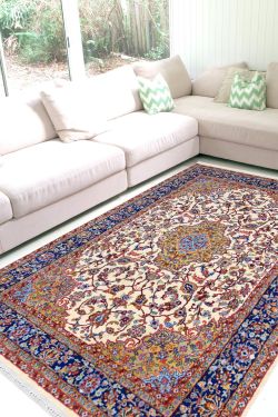 Ivory Neel Kashan Woolen Carpet