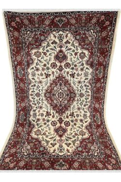 Kashan Maroon Medallion Handknotted Rug