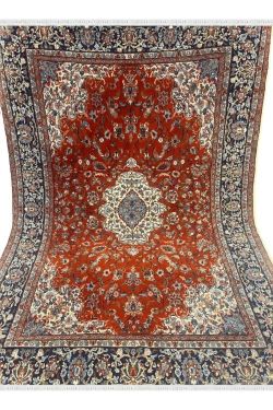 Kashan Rouge Center Piece Wool Handmade Carpet
