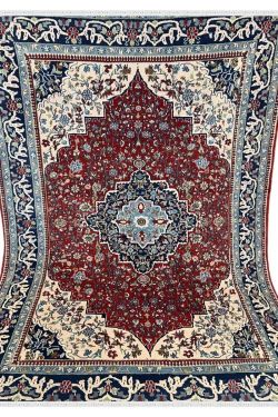 Kashmiri Rouge Center Medallion Handmade Rug
