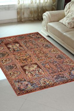 2 by 3 Small Size Multi-Color Qum Silk on Cotton Area Rug