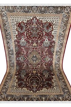 Maroon Kashan Fine Border Handknotted Wool Carpet