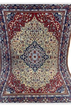 Neutral Medallion Cream Kashmir Handmade Carpet