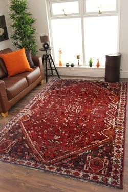Open Afghan Red Vintage Antique Area Rug and carpet