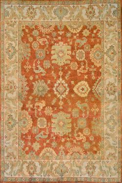Stone Rust Oushak Pattern Handmade Carpet