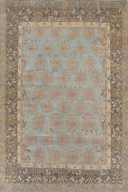 Sky Blue Large Oushak Pattern Handknotted Rug