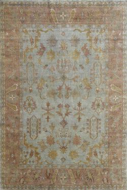 Pastel Blue Transitional Large Handmade Rug