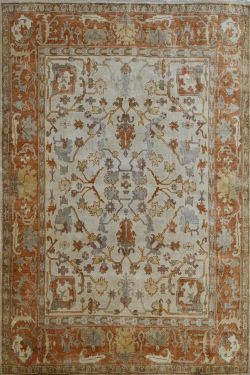 Ivory Cream Oushak Transitional Handmade Rug