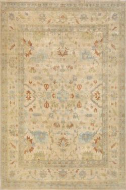 All over Transitional Neutral Handmade Oushak Rug