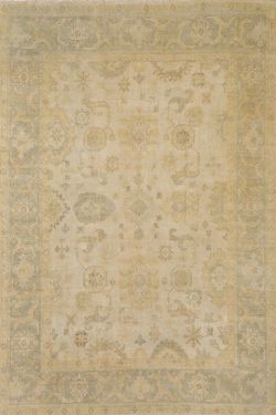 Beige Turkish Knots Floral Pattern Handknotted Carpet