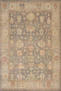 Dual Toned Floral Motif Handmade Oushak Rug