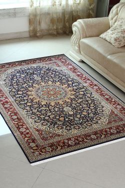 Blue Kashan Handknotted Pure Silk Carpet