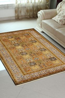 Qum Gold Frame Silk Rug