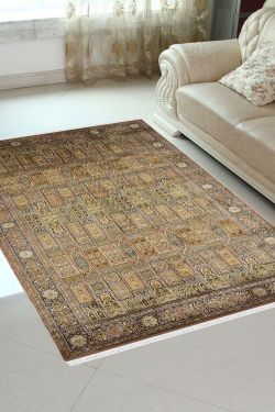 Gold Qum Medium Size Kashmiri Silk Carpet