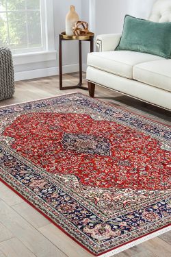 Red Kashmiri Carpet Kashan Silk Area rug