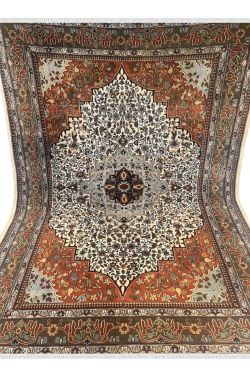 Rust Kashan Medallion Handknotted Wool Rug