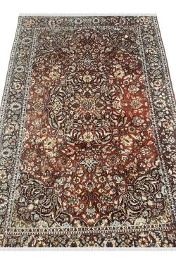 Rust Medallion Handknotted Kashmir Area Rug