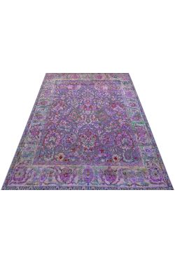 Purple Hazey Sari Silk Area Rug