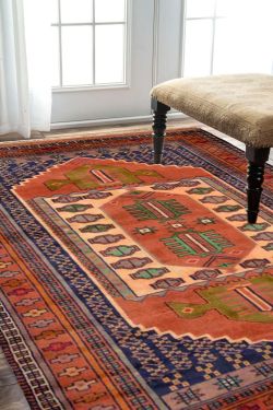 Afghani Handknotted Traditional Pattern Rust Area Rug