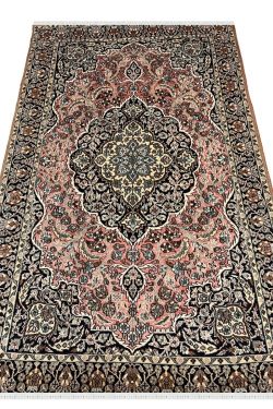 Soothing Pink Handknotted Medallion Kashmir Wool Rug 